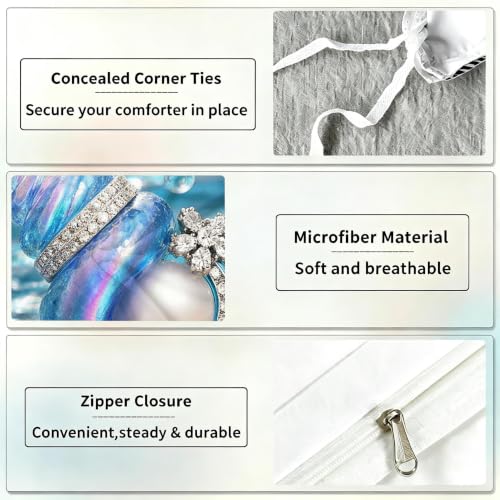 Ensemble de literie 160x200 conque bleue avec impression 3D et finitions soignées - 6