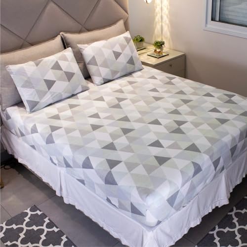 Jogo de Lençol Cama Casal Malha 100% Algodão 3 Peças Estampado Co...