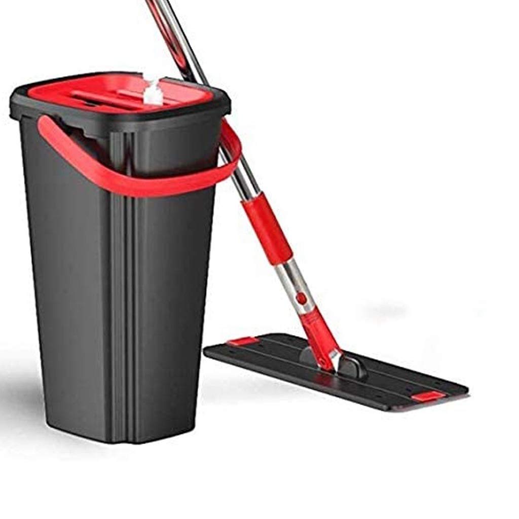 RajoNN Juego de fregona y Cubo para Suelo Plano para Limpieza de Suelos del hogar, Limpiador de Cocina, Almohadillas de Microfibra