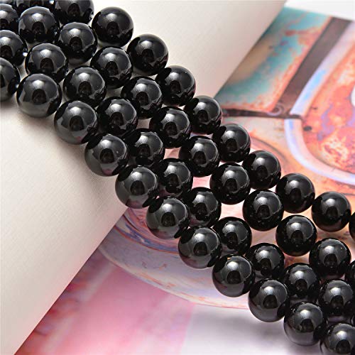 Ncb 200Pcs 8Mm Natura Black Onyx Agate Gemstone Round Spacer Loose Beads For Jewelry Making With Crystal Stretch Cord (Black Onyx Agate, 8Mm 200Beads) #TOP5