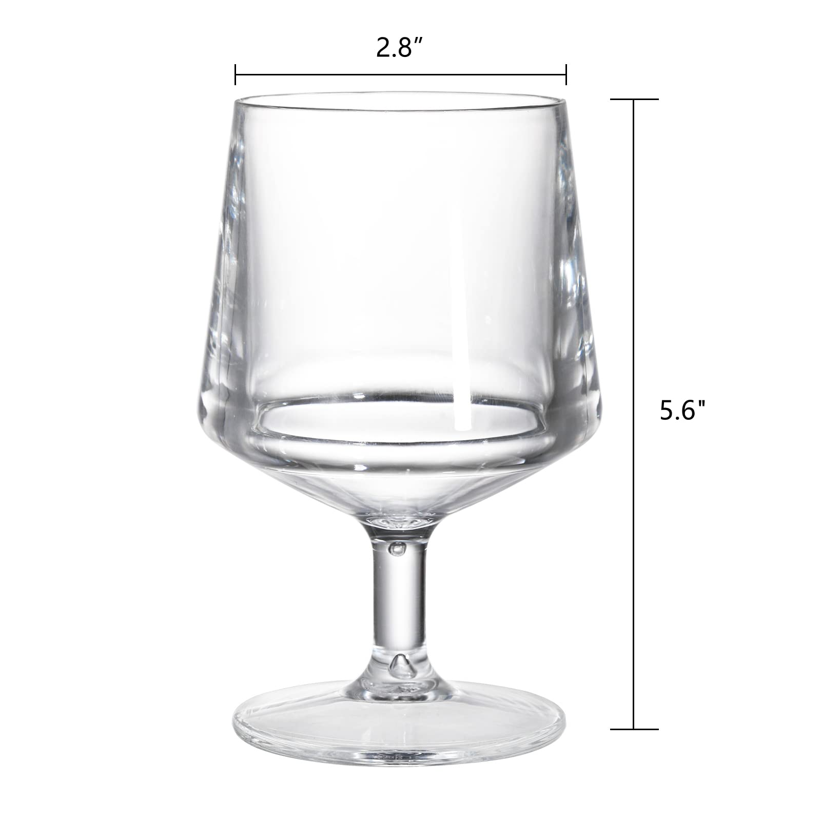 Frcctre Set mit 6 Acryl-Weingläsern, 300 ml, unzerbrechliches Tritan-Kunststoff-Weingläser, Brandy, Whiskey, Kristallgläser, Snifter, dicke Rotweinkugeln, BPA-frei und bruchsicher