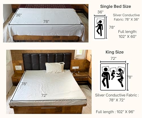 Image of Earthing Grounding Bedsheet - Pure Silver Fibre, Cotton Conductive Fabric - Reduces Body Voltage, Improves Sleep - Complete Kit Included - Single Size - Beige Colour