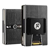 Men Minimalist Metal Wallet with Smart Key Holder Ring and Multitool | Personalized Compact RFID Blocking Front Pocket Card Organizer | Slim Aluminum EDC Tactical Wallet with Money Clip Strap Keychain