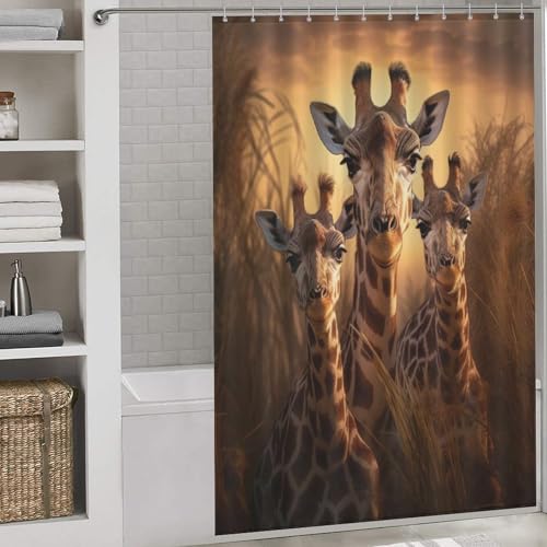 Rideau de douche girafe tissu polyester imperméable 60x72 - 2