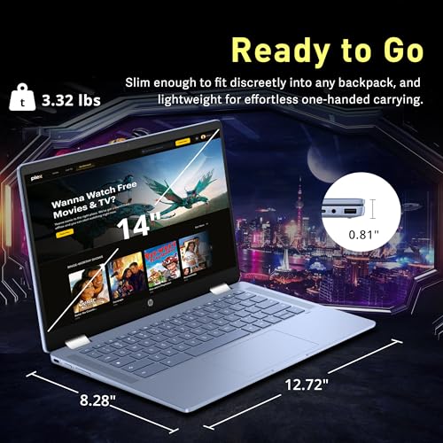 Image of HP Chromebook x360 14 inch FHD Touchscreen Laptop, Intel Processor N100, 4GB RAM, 224GB Storage(64GB eMMC+160GB Docking Station Set), Intel UHD Graphics, 720p HD Camera, Wi-Fi 6, Chrome OS, Sky Blue