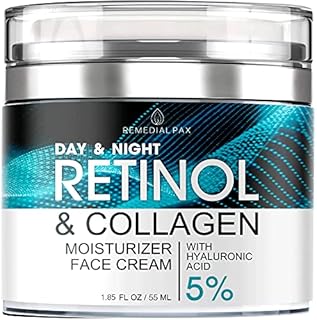 Face Moisturizer Retinol Cream - Day & Night Anti Aging Moisturizing Cream to Reduce Wrinkles - Neck & Décolleté Cream with Collagen & Hyaluronic Acid - Skin Care Facial Moisturizer for Women & Men