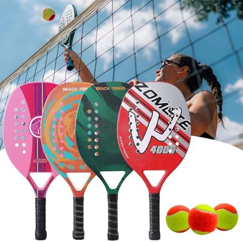 1 Raquete Para Beach Tennis Profissional Em Fibra Carbono Cor Sor...