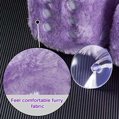 Image of 2.95'' Retro Fuzzy Plush Dice Car Charm Square Plush Dice Car Rear View Mirror Hanging Ornament Car Mirror Hanging Accessories, Purple