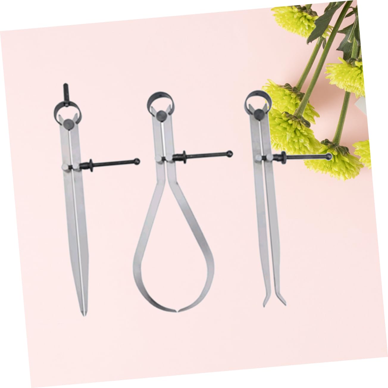 3 Piece Spring Caliper Set with Divider and Calipers 200mm | Black Metal Construction, Precise Fine Adjustment, Measuring and Transferring Distances, Machinist Tool Kit for Shop Work