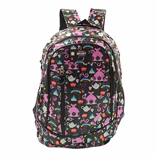 Mochila Feminina Infantil Escolar Menina Reforçada Castelo (Preto)