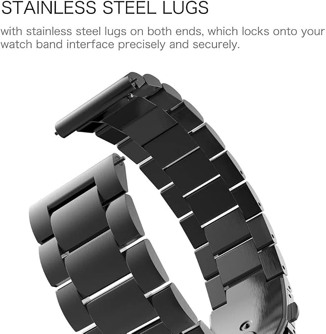 FitTurn Compatible with Motorola Moto Watch 120 Metal Band, Quick Release Stainless Steel Wrist Strap Replacement Strap for Motorola Moto Watch 120 Smart Watch