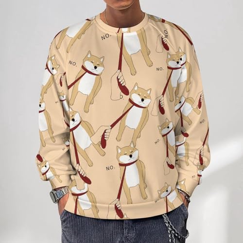 Shiba Inu No Men's Crewneck Sweatshirt Pullover Long Sleeve Casual Tops2