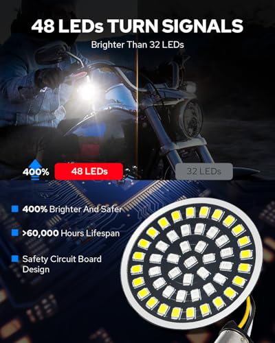 Image of Benlari 2inch Turn Signals, 48LEDs Front Rear 1157 Turn Signals with 4 Smoked Lens Cover Fit for Harley Touring Street Glide Road Glide Road King Sportster Iron 883 Dyna Softail 1986-2024