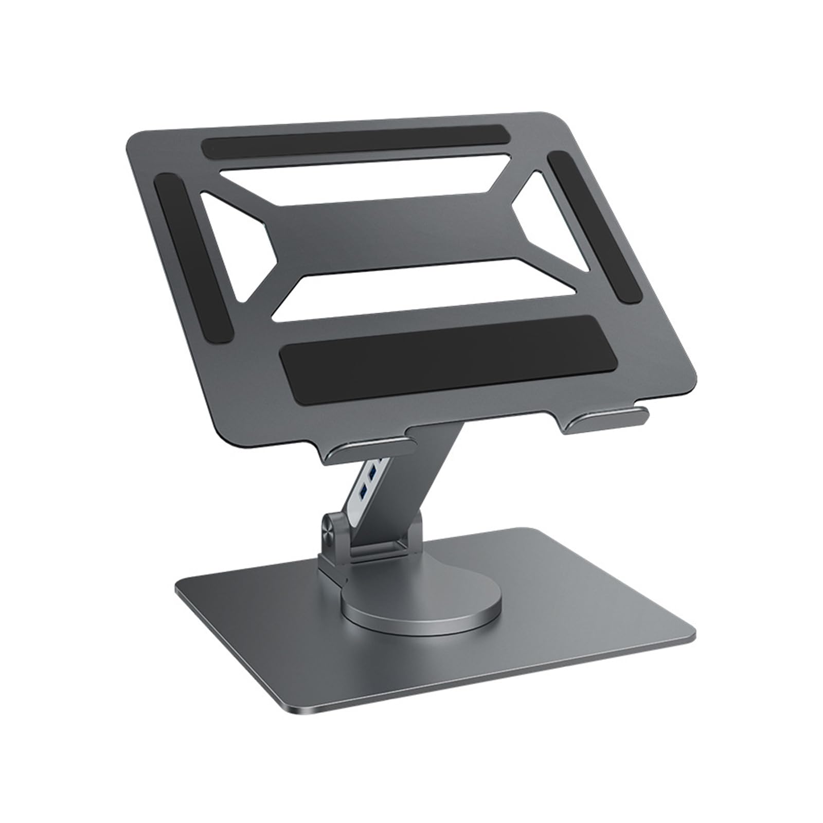 Supporto per laptop ergonomico rotante Struttura in alluminio pieghevole Hub espansione integrato Altezza regolabile Design portatile per tablet notebook Supporto per laptop portatile con hub
