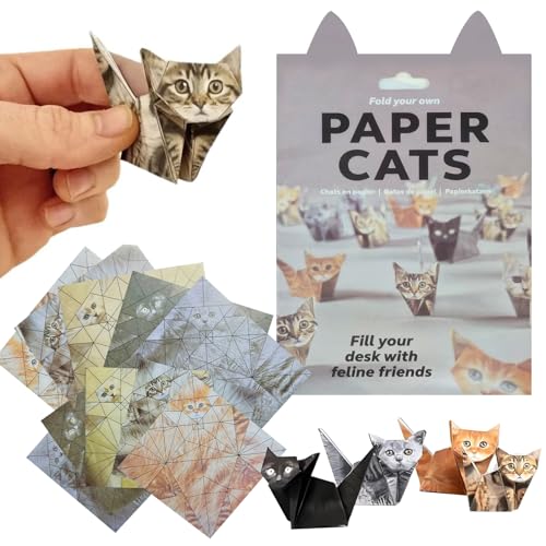 Origami Cats Paper, 50 Sheets 3D Origami Kit for Adults