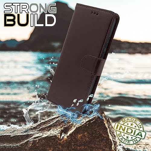 Image of Pikkme Realme 10 Pro Plus 5G Flip Cover Leather Finish | Inside TPU with Card Pockets | Wallet Stand and Shock Proof | Complete Protection Flip Case (Coffee)