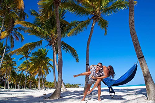 Lazy Monk 2 Person Hammock W/Tree Straps | Portable Foldable Parachute Double Hamock Outdoor, Travel, Camping | Hamaca Para Dos | Complete Two People Couple Patio Backyard Outside Hanging Swing Amaca #TOP7