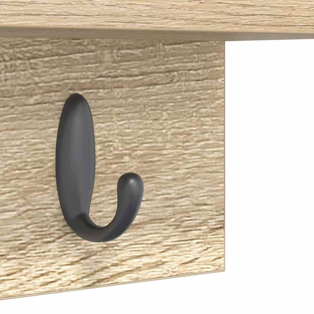 Appendiabiti da parete in rovere Sonoma, 60 cm, appendiabiti da parete in legno con ganci, appendiabiti salvaspazio per corridoio e ingresso, design moderno, 60 x 10,5 x 18 cm
