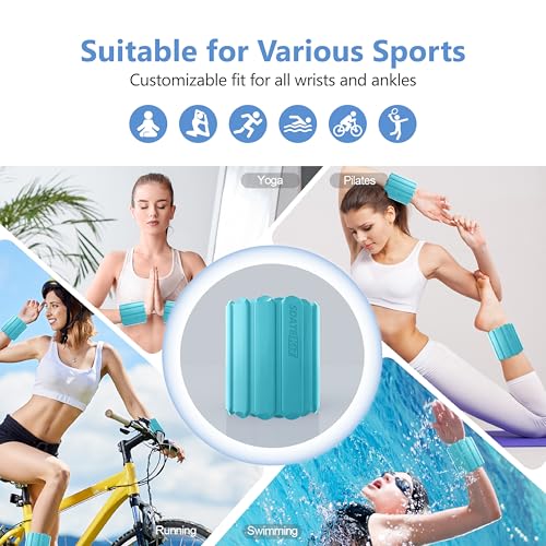 Image of Wrist Ankle Weights for Women 2 Pack(1lb Each), Ideal for Strength Training | Adjustable Silicone Wearable Arm and Leg Weights for Pilates, Gym, Yoga, Cardio. Waterproof, Anti slip, Sweat Proof
