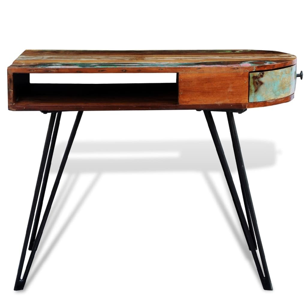 vidaXL Bureau avec Pieds en Fer Bois de récupération Solide
