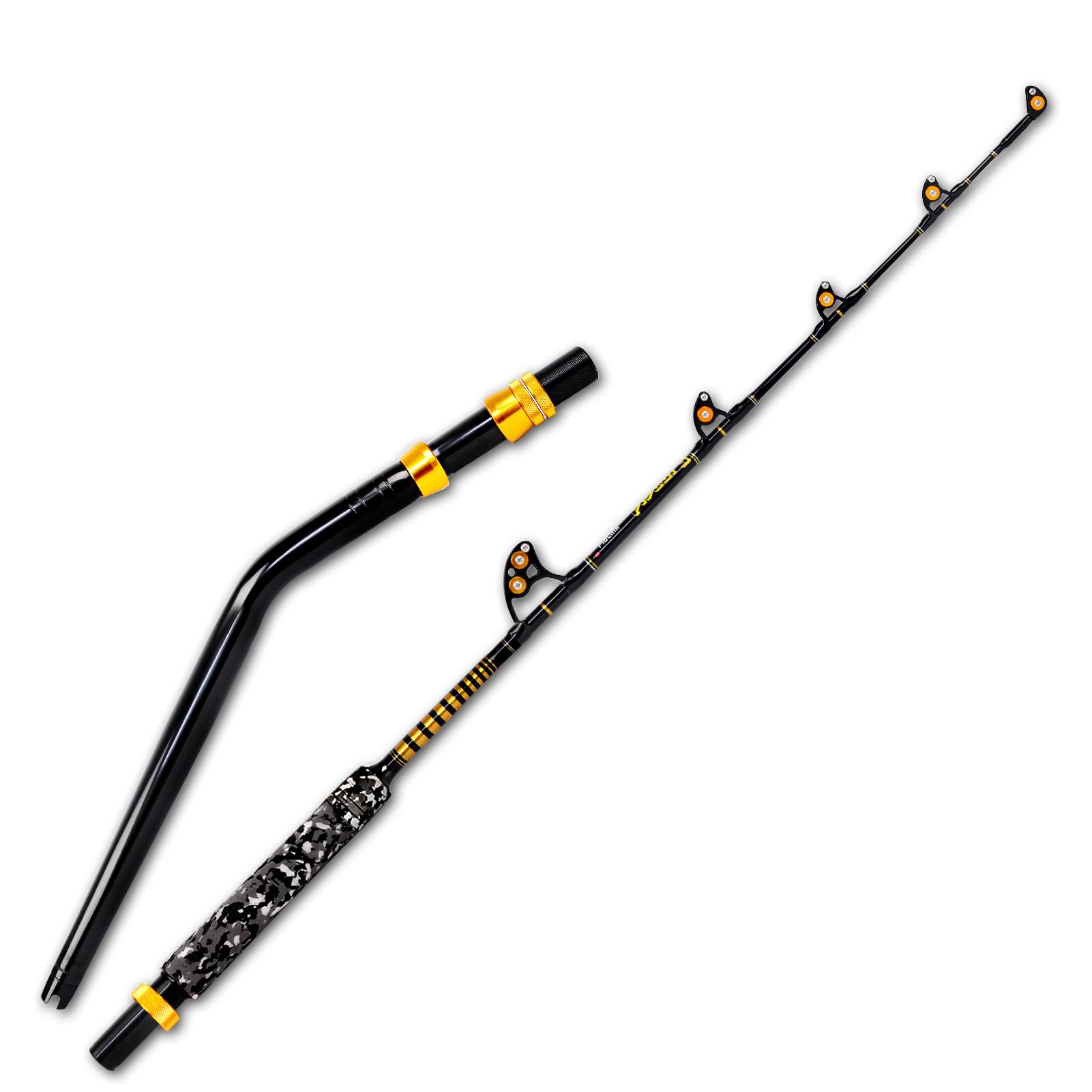 Fiblink 1-Piece Saltwater Offshore Trolling Rod 6-Feet Big Game Rod Conventional Boat Fishing Pole (Bent Butt-Length: 6')