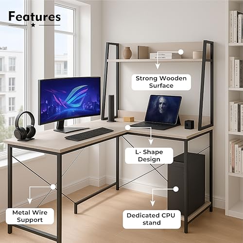 Image of Callas Computer Desk Home /Office Desk | Writing Study Desk | Laptop Table | Modern Simple Desk | Small Desks for Small Spaces | Sturdy Desk for Home (White, ST-23)