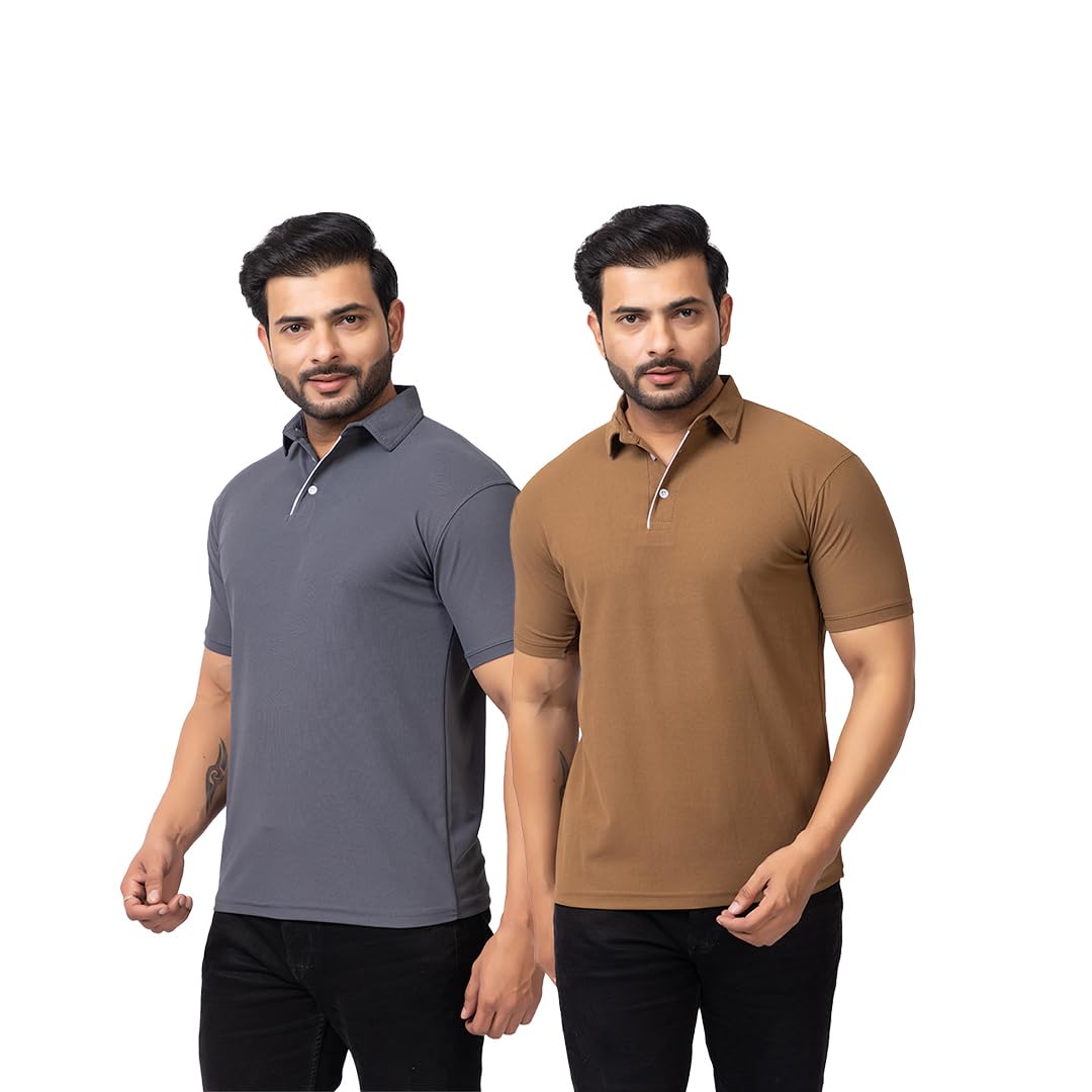 Summer Wear Casual Wear Solid Polycotton Polo T-Shirt | Collar T-Shirt | Half Sleeves for Men (Pack of 2) (H-1336-Pack of 2)-image-29