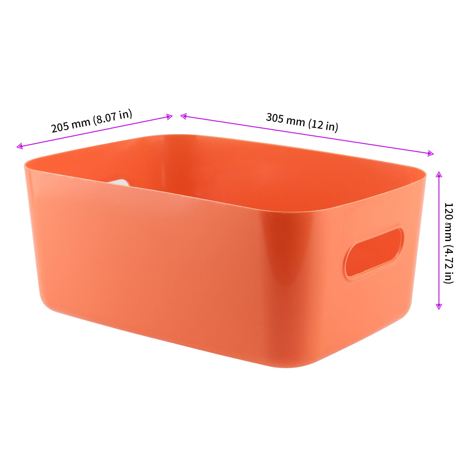 JEUIHAU 6 Pack 30 x 20 x 12cm Orange Plastic Studio Storage Baskets, Cupboard Storage Boxes, Rectangular Studio Storage Baskets with Handles, Plastic Baskets for Cupboard, Bathroom, Office - Image 2