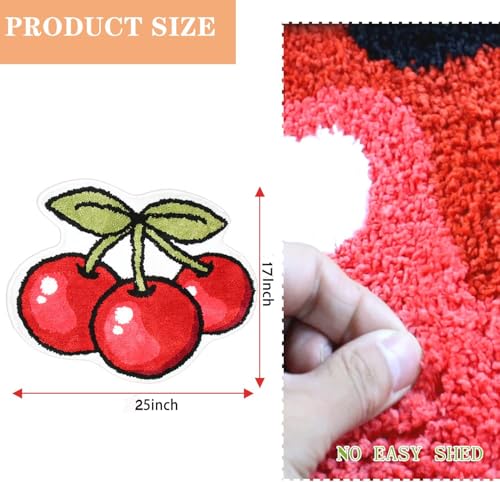 Image of AAZEEM Mat Rugs Non-Slip Abstract Bath Rugs Cute Mat Washable for Tube|Rectangular Door Mat for Home |Drawingroom |Easy Clean Indoor and Outdoor Floor Mat |Super Absorbent |Cherry|16 inchx24 inch & 20 inchx32 inch |