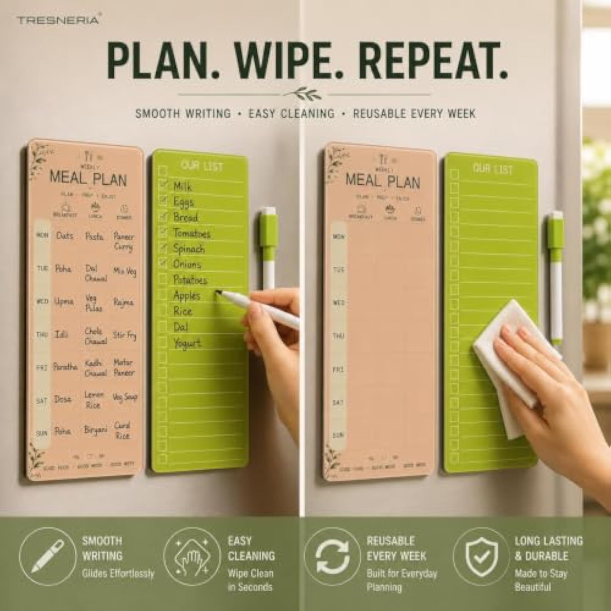Magnetic Acrylic Weekly Meal Planner Board