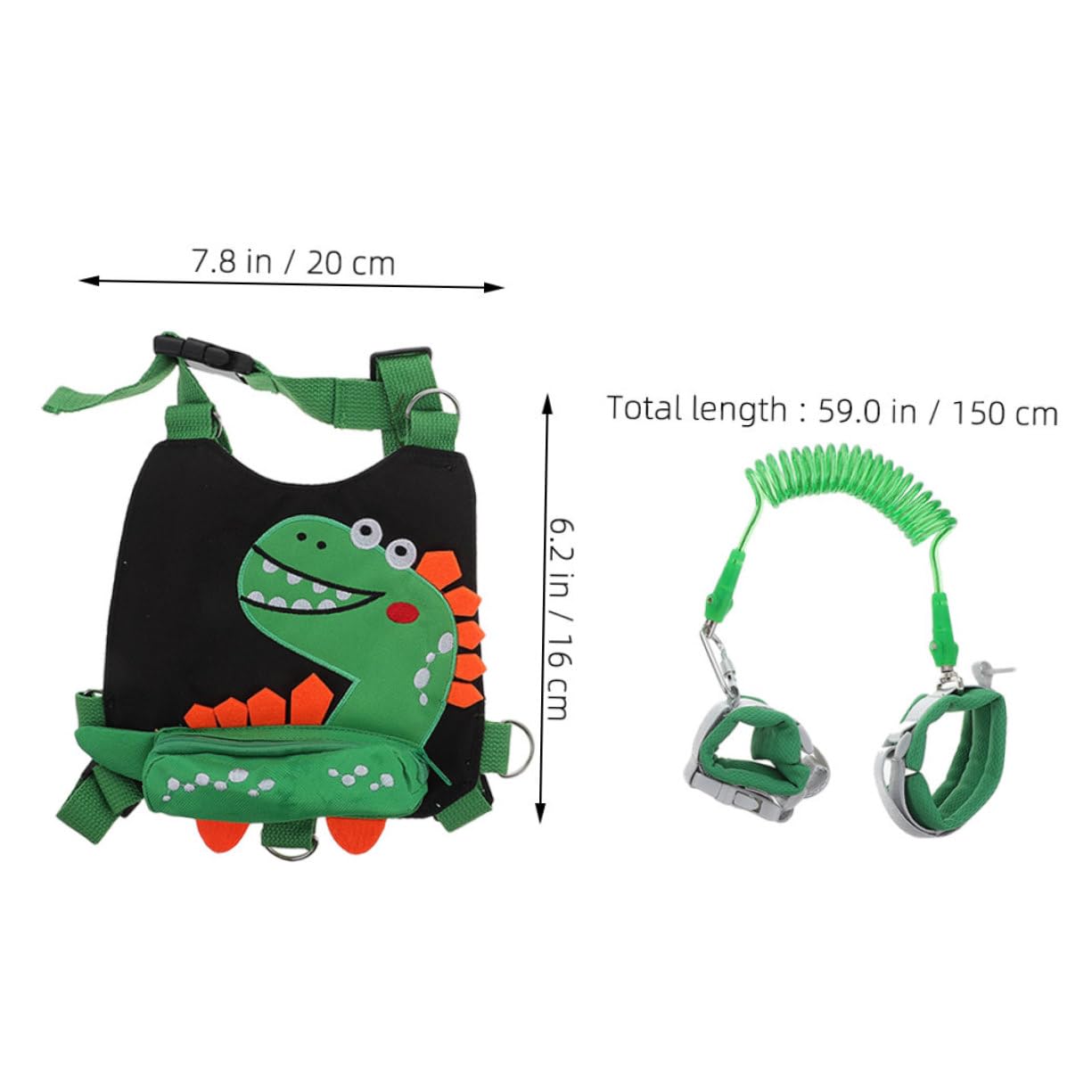 LIFKOME Toddler Harness Leash Child Safety Harness Dinosaur Pattern Adjustable Wrist Strap 1.5m Breathable