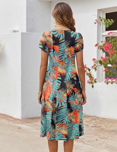 Image of ZEAGOO Womens Casual Dresses for Summer Short Sleeve Flare Midi Dress Loose Flowy Beach Sundress