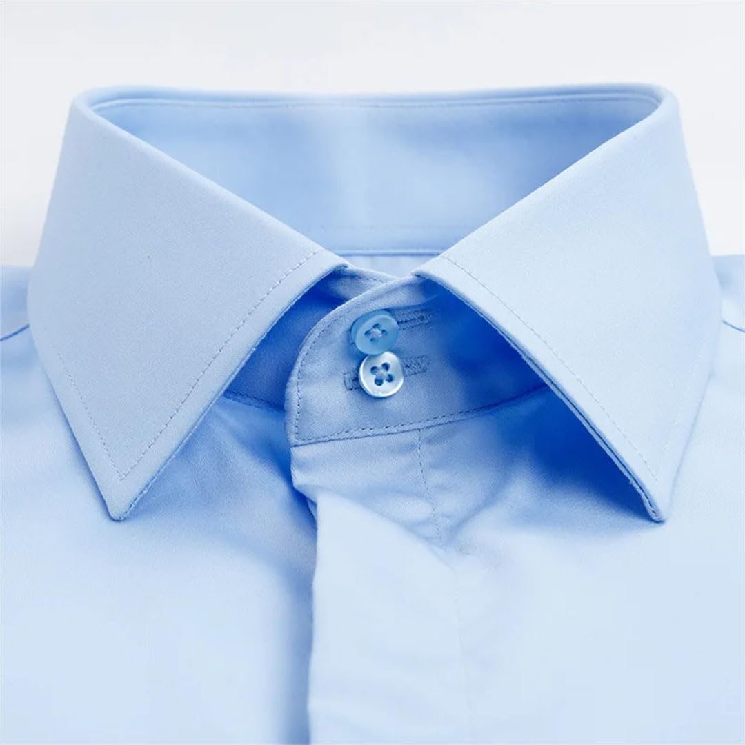 Alloaone Camicia da uomo a maniche lunghe con bottoni e polsini francesi, camicia da sposa con gemelli
