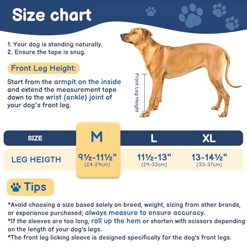Image of BARKLESS Dog Leg Sleeve for Front Single Leg After Surgery to Anti Licking | Breathable Dog Recovery Suit for Male /Female, Stop Scratching, Left /Right Joint Wound Cover, Cone Alternatives, Black M