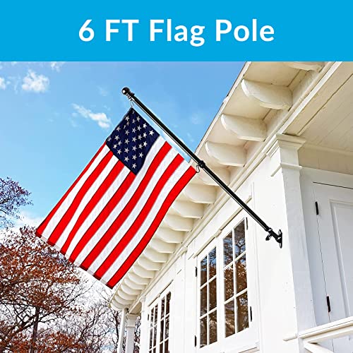 Flag Pole For House With Bracket Holder, 6Ft Flag Pole Kit, Outdoor Stainless Steel Metal Flag Poles, Wall Mounted Tangle Free Black American Flag With Pole For House Car Truck Garden Yard Porch #TOP2