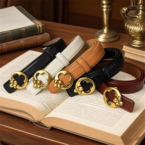 Women’S Luxurious PU Split Leather Fashion Belt Metal Buckle Decorative For Jeans Skirts Solid Pattern 2.3Cm Width2