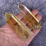 Angelstones Natural Citrine Gemstone Healing Crystal Hexagonal Pointed Reiki Chakra Faceted Prism Wand Carved Stone Figurine Home Decor - Image 3