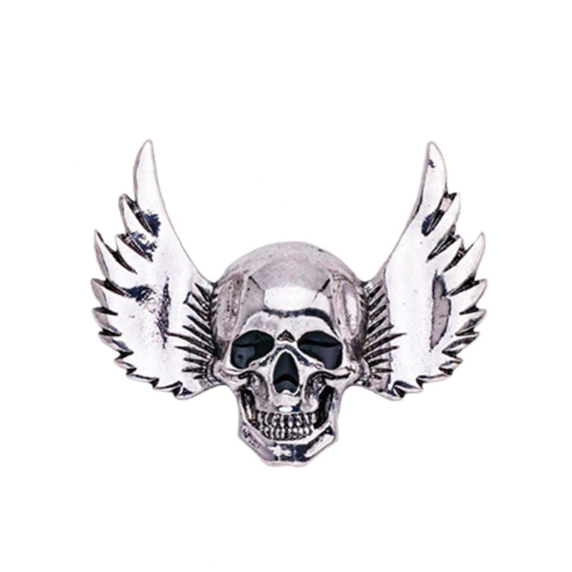 Tossper Silver Winged Skull Lapel Pin Simple Skull Halloween Pins Evening Party Costume Brooch Pin