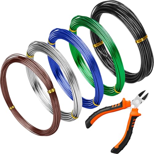 Mudder 5 Roll Bonsai Training Wire Aluminum 1/1.5/2.0mm Modern