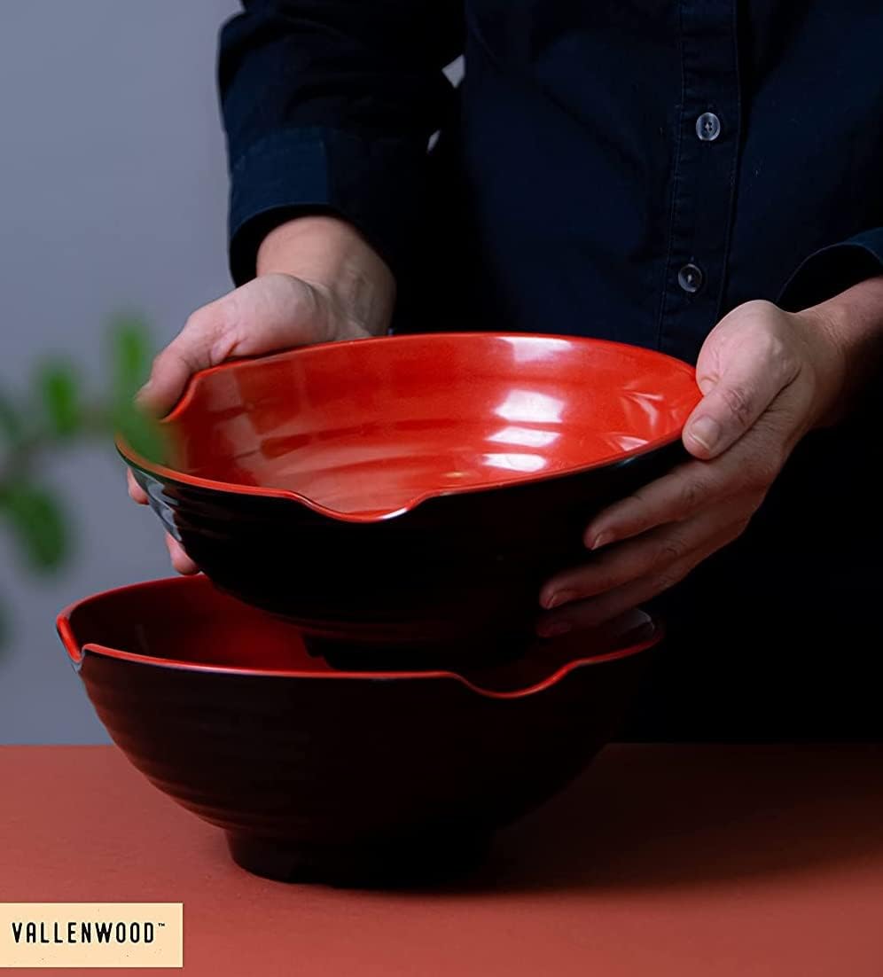 4 XL Ramen bowl set. 12 Pieces Pho Bowls. Asian Japanese soup. Utensil: Spoons and Chopsticks kit. Melamine, Large 52 oz. Noodles, Rice, Udon, Thai, Chinese, Korean, Udon, Wonton, Miso, 9 inch - Image 2