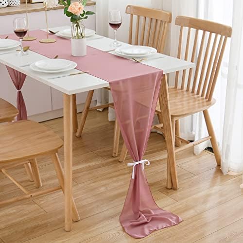 CHUQING Chiffon Table Runner 70 x 300 cm Green Washable Table Runner Table Decoration Wedding