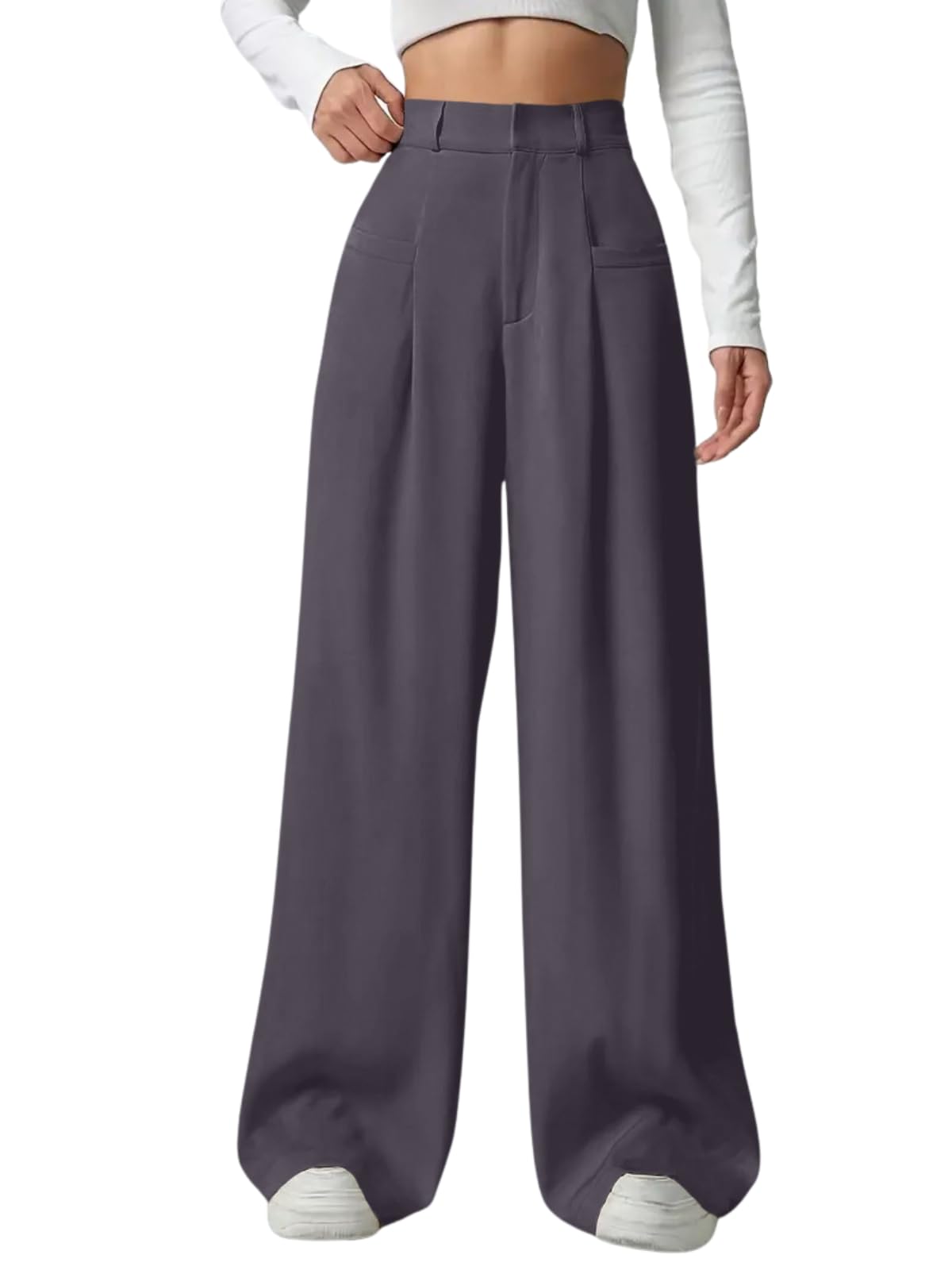 GRECIILOOKS Pantalones de mujer, cintura alta, estilo coreano, pantalones formales para mujer, pantalones deportivos elegantes para oficina y eventos