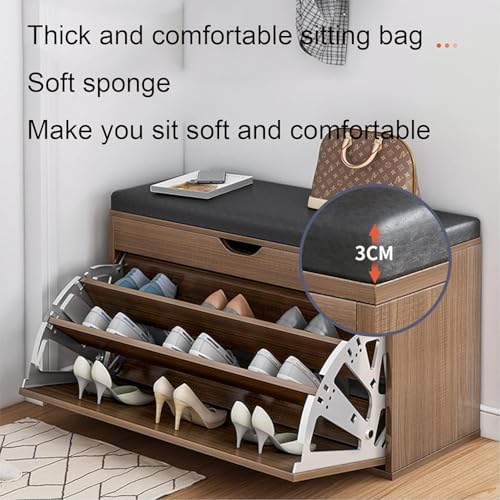 Banc à chaussures rembourré en PU avec étagère cachée gain de place