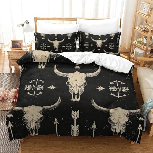 Housse de couette design crâne de taureau de qualité supérieure en 3D - 3