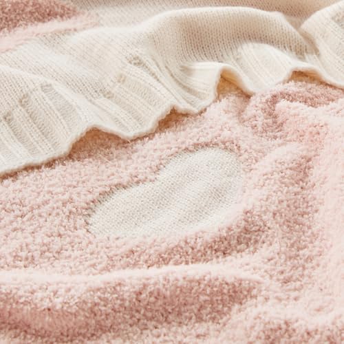 Image of CozeCube Valentine's Day Love Heart Throw Blanket, Super Soft Romantic Fullfy Microfiber, Reversible Featival Blankets for Couch Bed Sofa, Warm Knit Christmas Decorative Gift Blankets, Pink 60 inchX80 inch