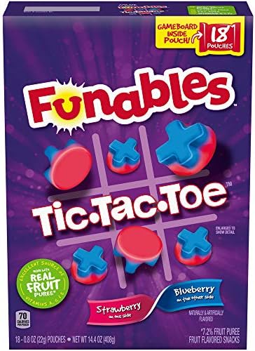 Funables Fruit Flavored Snacks, Tic Tac Toe, 0.8 Ounce Pouches (18 Count)