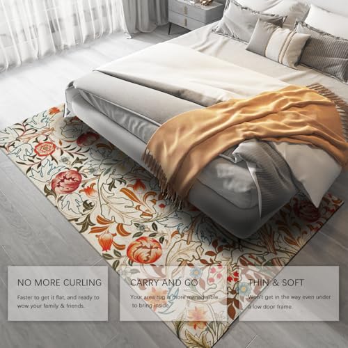 Tapis de salon lavable William Morris affiche impression vintage