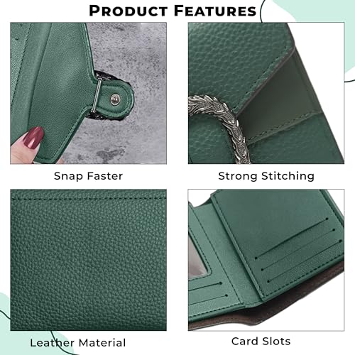 Image of Kraptick Women's Wallet -Stylish and Compact Purse Clutch Wallet for Women, Stylish Card Coin Holder, Debit Card Holder, Money Organizer and Travel Wallet for Women with 8 Slots (Green)