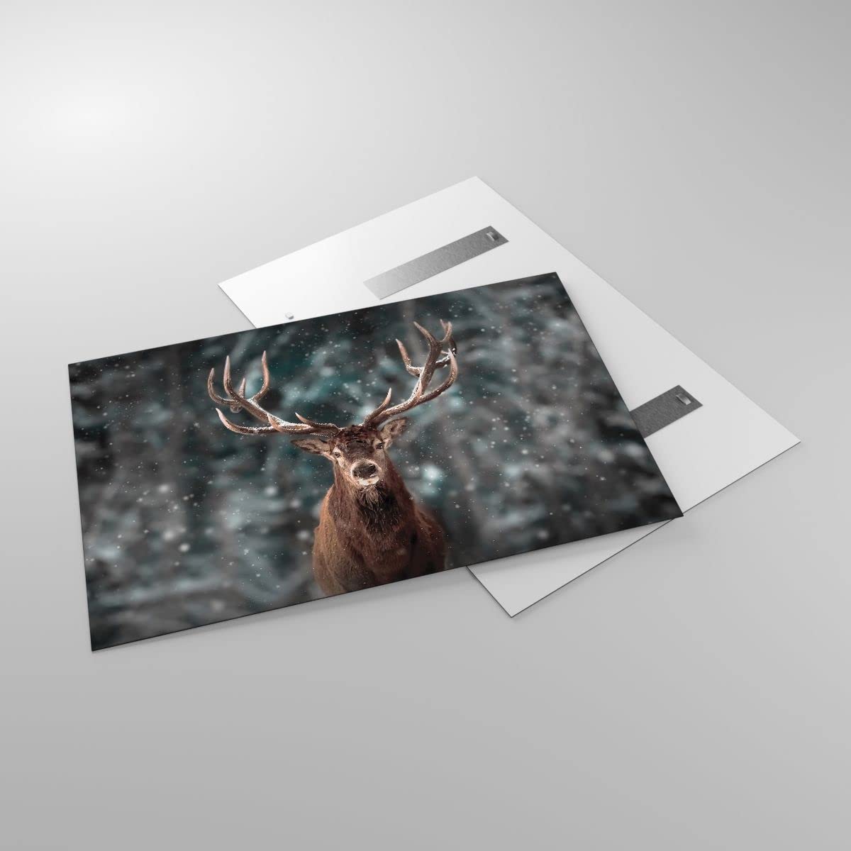 Tableau Sur Verre Cerf Coloré 30x30 Cm - Impression HD Fabriquée En France - Décoration Murale Brillante - 10