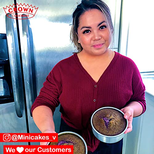 Crown 6 Inch Cake Pan Set Of 4, 2" Deep, Heavy Duty, Straight Sides, Made In Canada, 6 Inch Cake Pans #TOP6